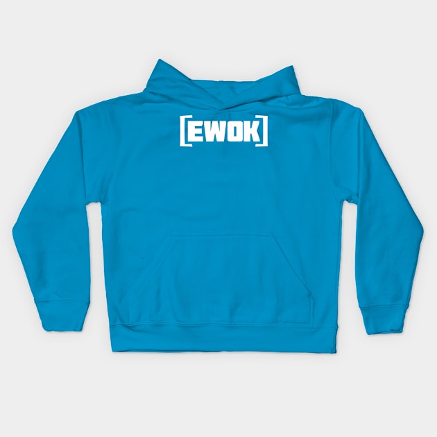 EWOK emblem large white Kids Hoodie by EwokSquad